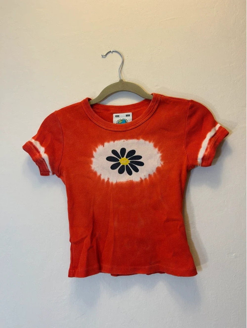 Y2K UNIF Red Flower Tie Die Baby Tee